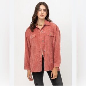 Love Tree Corduroy Button Down Jacket